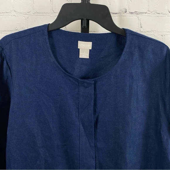 Chico’s Linen Blue Lightweight Jacket Size 3 (16/18) - Picture 2 of 8